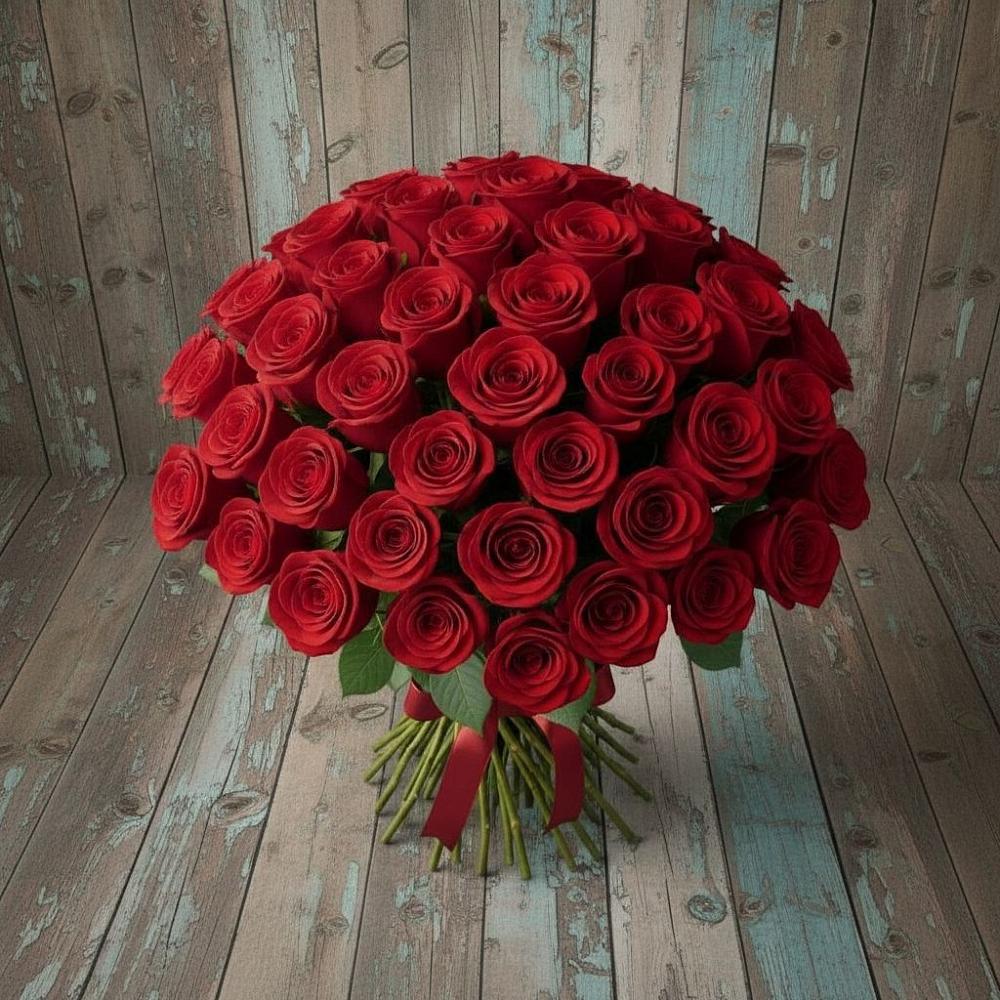 Букет 55 Красных роз Фридом в Медногорске