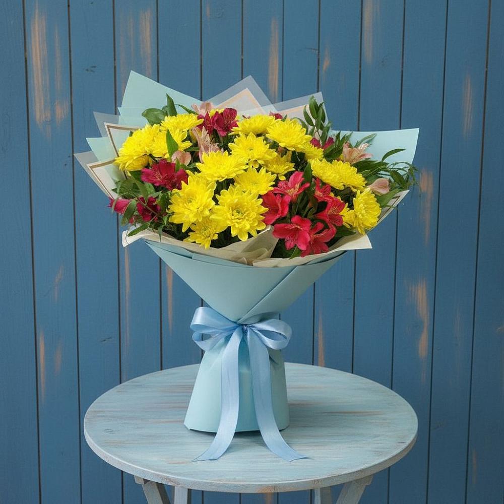Букет цветов из: Альстромерии и Хризантемы в Медногорске