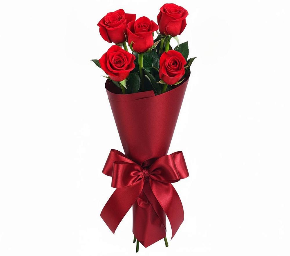 Букет 5 Красных роз Эдлесс Лав в Медногорске