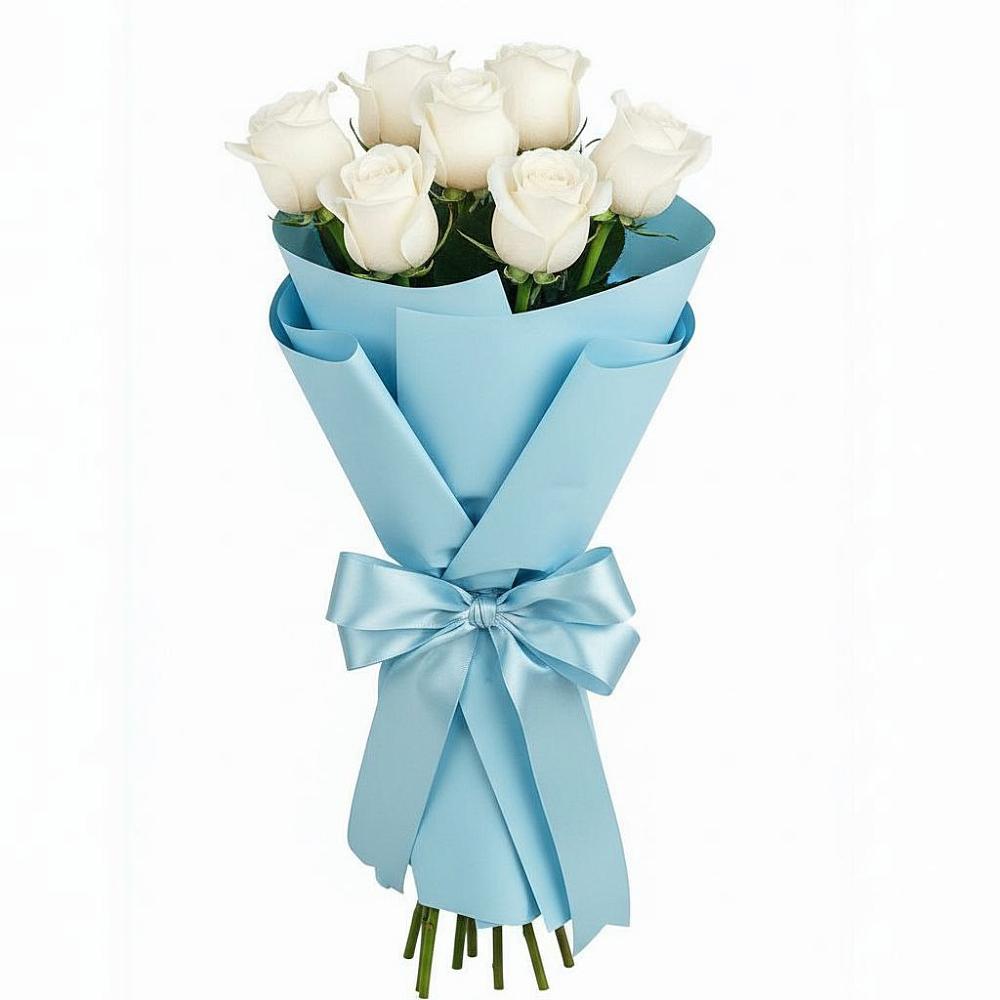 Букет 7 белых роз Проуд в Медногорске