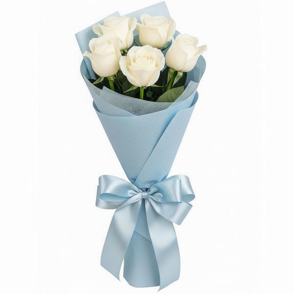 Букет 5 Белых роз Проуд в Медногорске