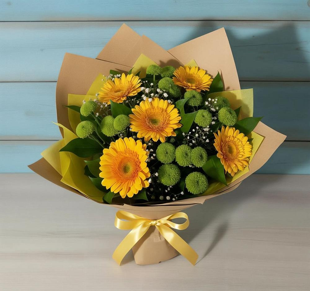 Букет цветов из: Герберы и Хризантемы в Медногорске