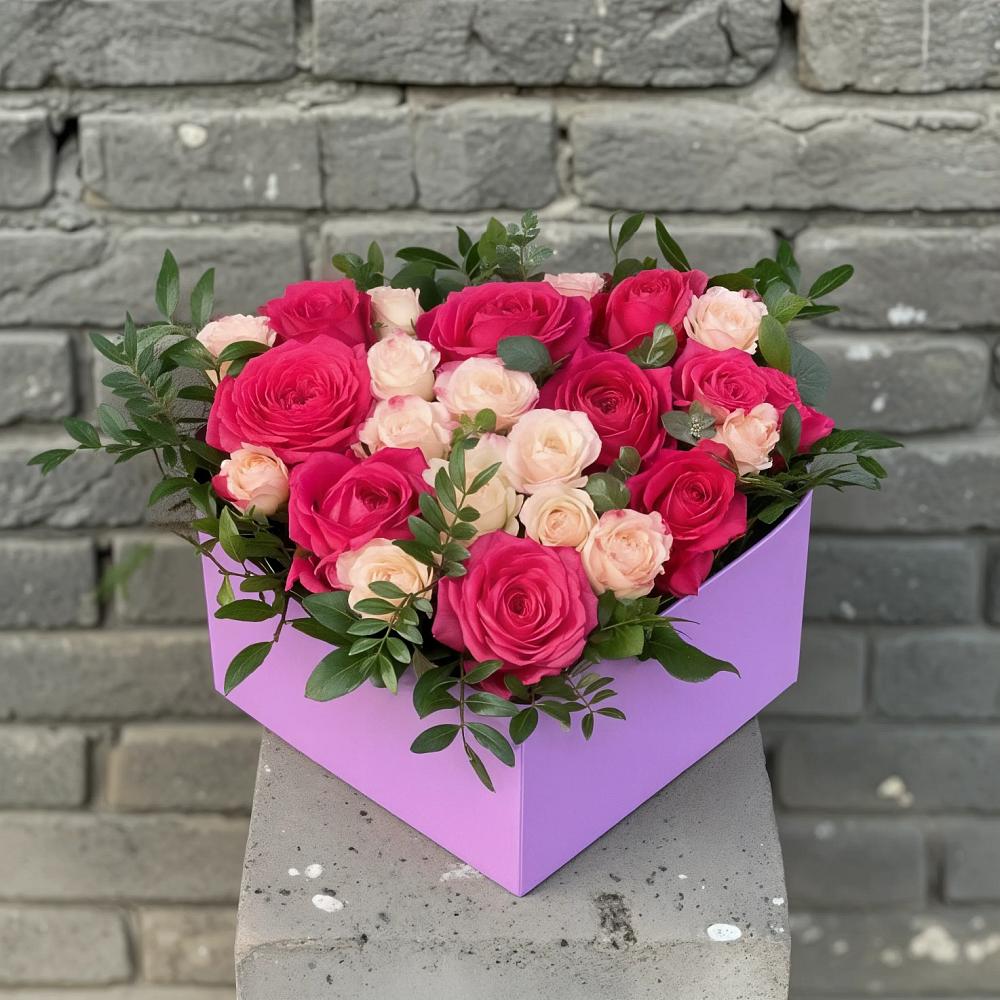 Цветочная композиция из Розы в коробке в Медногорске