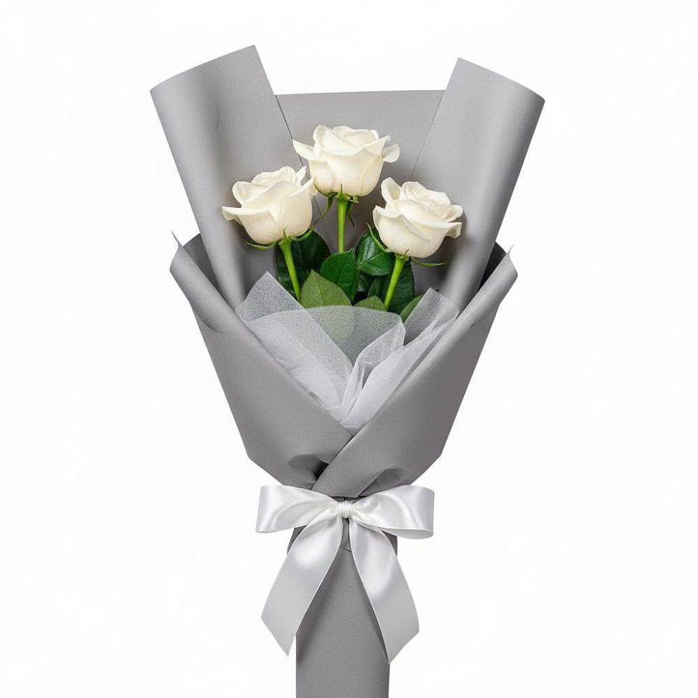 Букет 3 белые розы в Медногорске