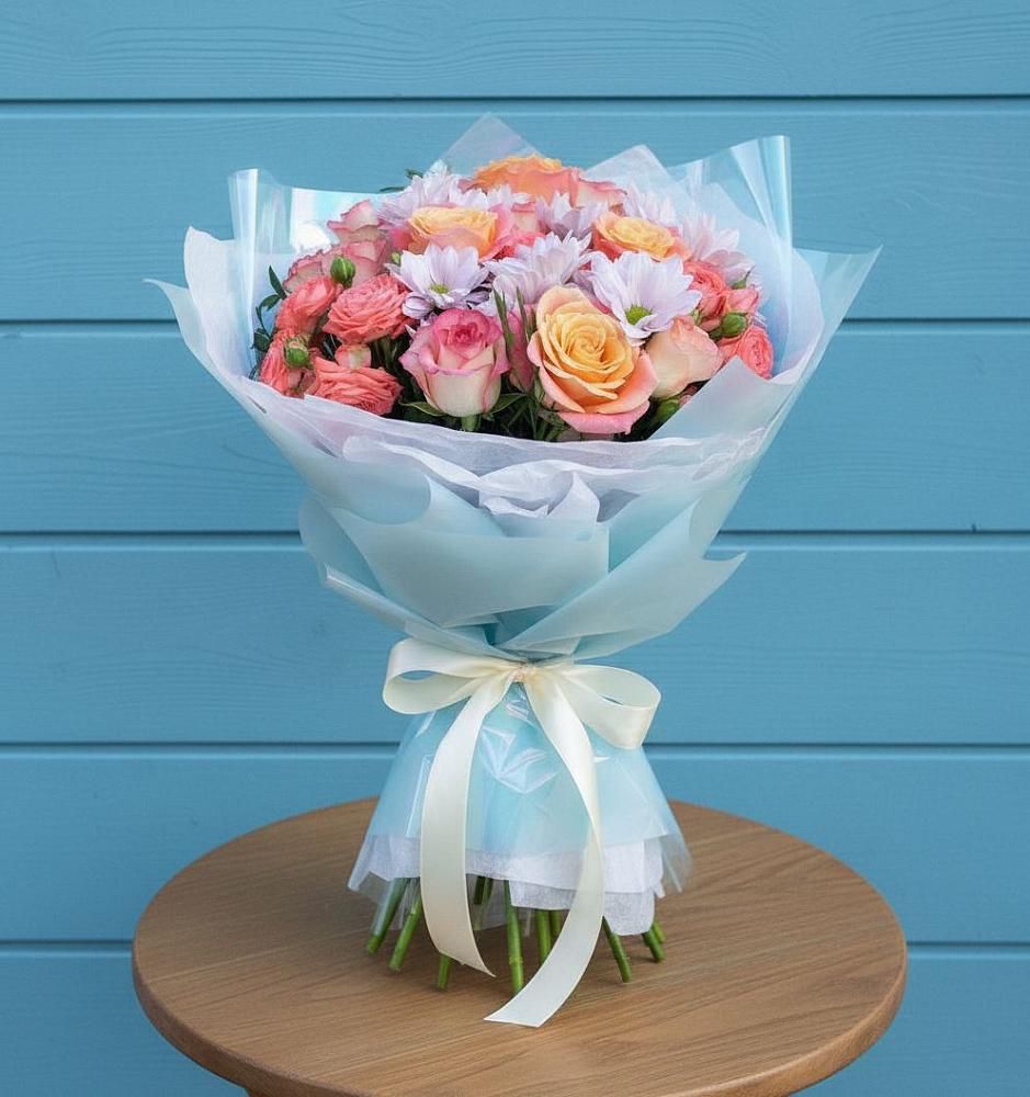 Букет цветов из: Хризантемы и Розы в Медногорске