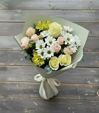 Букет цветов из:  Альстромерии, Розы и Хризантемы в Медногорске